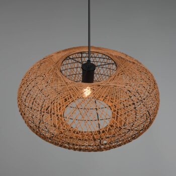 Závesná lampa Hedda zo sisalu a kovu