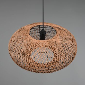 Závesná lampa Hedda zo sisalu a kovu