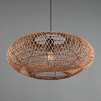 Závesná lampa Hedda zo sisalu a kovu