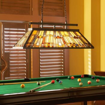 Závesná lampa Inglenook s farebným sklom, D 121 cm