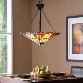 Závesná lampa Inglenook s farebným sklom, D 45 cm