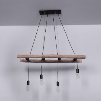 Závesná lampa Irmgard rebrinový vzhľad z dreva