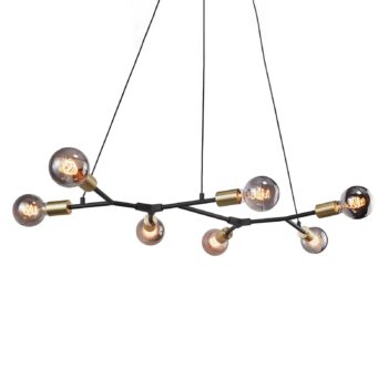 Závesná lampa Josefine v čiernom, sedem-plameňová