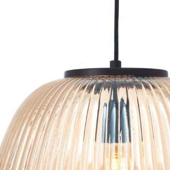 Závesná lampa Kaizen, Ø 35 cm, jantárová farba, sklo