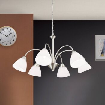 Závesná lampa Kinga, nikel, 6-plameňová