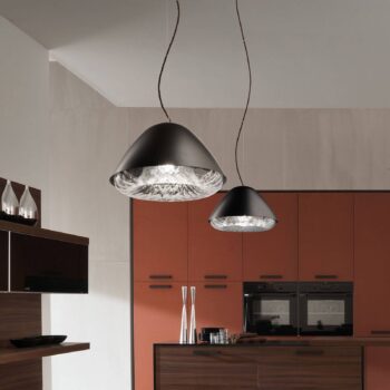 Závesná lampa Kira SP P E27 krištáľové sklo čierna