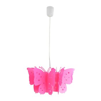 Závesná lampa Kizi v ružovej farbe s motýľmi