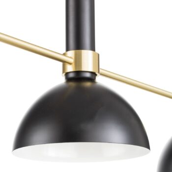 Závesná lampa Larry, tri svetlá, čierno-mosadzná