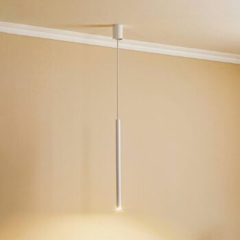 Závesná lampa Laser, s jedným plameňom, biela, tienidlo 49 cm