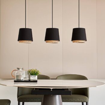 Závesná lampa Lindby Ananya zo železa a dreva, 3fl