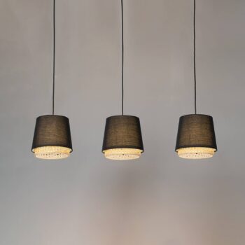 Závesná lampa Lindby Ananya zo železa a dreva, 3fl