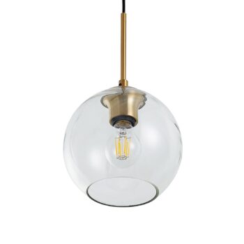 Závesná lampa Lindby Grady, mosadz/čierna, 110 cm, kov, sklo