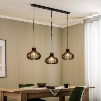 Závesná lampa Lindby Lawenta s dreveným tienidlom