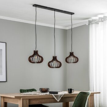 Závesná lampa Lindby Lawenta s dreveným tienidlom