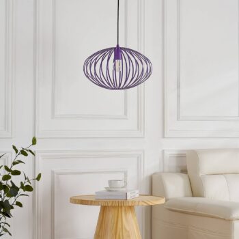 Závesná lampa Lindby Maivi, fialová, 40 cm, železo, klietka