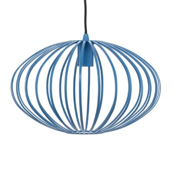 Závesná lampa Lindby Maivi, modrá, 40 cm, železo, klietka
