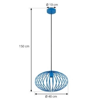 Závesná lampa Lindby Maivi, modrá, 40 cm, železo, klietka
