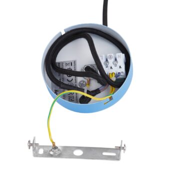 Závesná lampa Lindby Maivi, modrá, 40 cm, železo, klietka