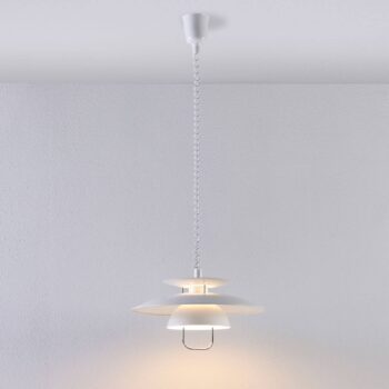 Závesná lampa Lindby Nadija, biela, 43 cm, výškovo nastaviteľná, E27