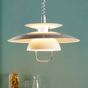 Závesná lampa Lindby Nadija, biela, 43 cm, výškovo nastaviteľná, E27