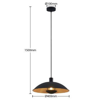 Závesná lampa Lindby Narisara, Ø 40 cm, E27, čierno-zlatá