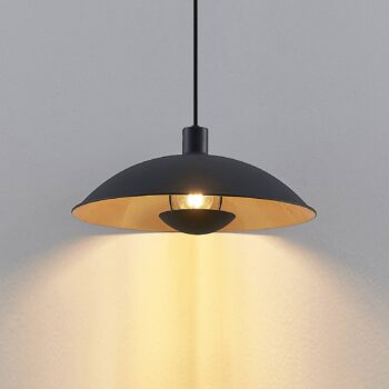 Závesná lampa Lindby Narisara, Ø 40 cm, E27, čierno-zlatá