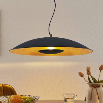 Závesná lampa Lindby Narisara, Ø 80 cm, E27, čierno-zlatá