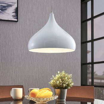 Závesná lampa Lindby Ritana, biela, kov, Ø 31 cm, E27
