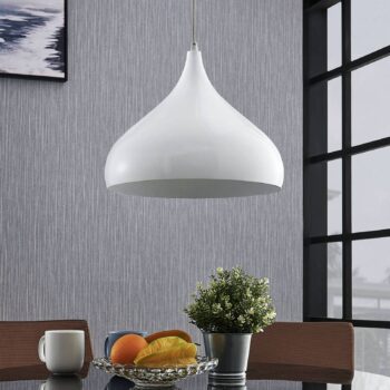 Závesná lampa Lindby Ritana, biela, kov, Ø 31 cm, E27