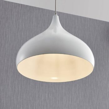 Závesná lampa Lindby Ritana, biela, kov, Ø 31 cm, E27