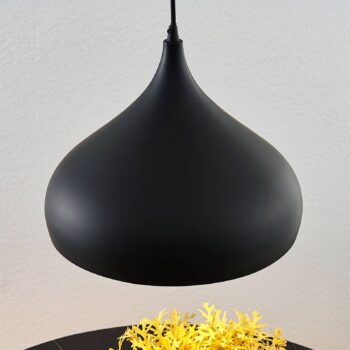 Závesná lampa Lindby Ritana, čierno-zlatá, kov, Ø 31 cm, E27