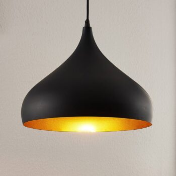 Závesná lampa Lindby Ritana, sada 2 ks, čierno-zlatá, kov, E27