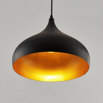 Závesná lampa Lindby Ritana, sada 2 ks, čierno-zlatá, kov, E27