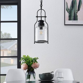 Závesná lampa Lindby Rozalie, čierna, kov, svietidlo, 21 cm