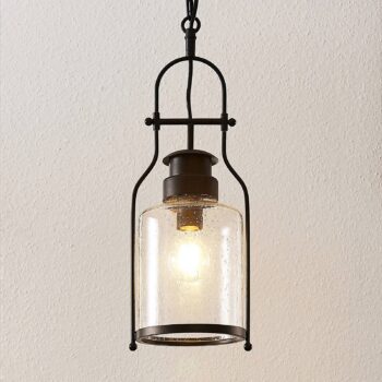 Závesná lampa Lindby Rozalie, čierna, kov, svietidlo, 21 cm