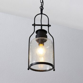 Závesná lampa Lindby Rozalie, čierna, kov, svietidlo, 21 cm