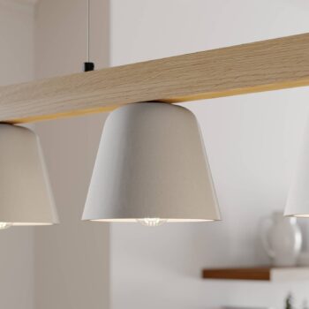 Závesná lampa Lucande Kalinda, sivá, betón, dĺžka 110,5 cm, E14