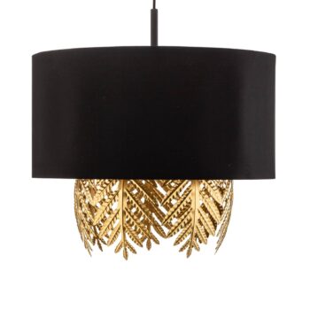 Závesná lampa Lucande Malviras z látky, dekorácia listov 2 svetlá.
