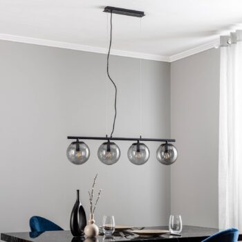 Závesná lampa Lucande Sotiana, 4 sklenené gule, čierna