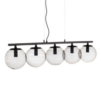 Závesná lampa Lucande Sotiana, 5 sklenených gulí, čierna