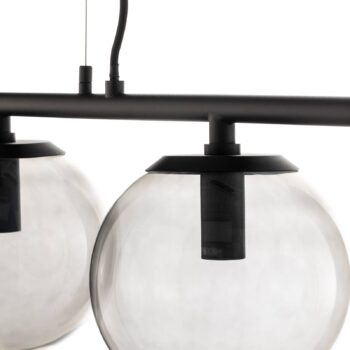 Závesná lampa Lucande Sotiana, 5 sklenených gulí, čierna
