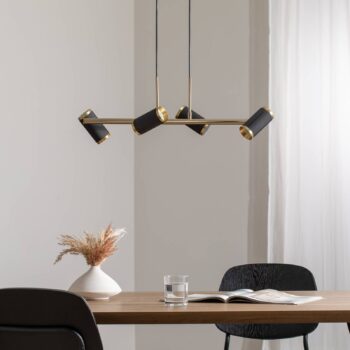 Závesná lampa Lume čierna/zlatá antická dĺžka 66 cm 4-svetelný kov