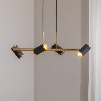 Závesná lampa Lume čierna/zlatá antická dĺžka 66 cm 4-svetelný kov