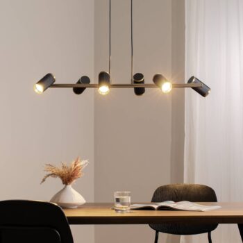 Závesná lampa Lume čierna/zlatá antická dĺžka 86 cm 6 svetiel kov