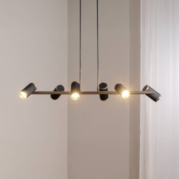 Závesná lampa Lume čierna/zlatá antická dĺžka 86 cm 6 svetiel kov