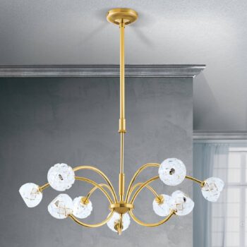 Závesná lampa Maderno olovnatý krištáľ zlato 69cm