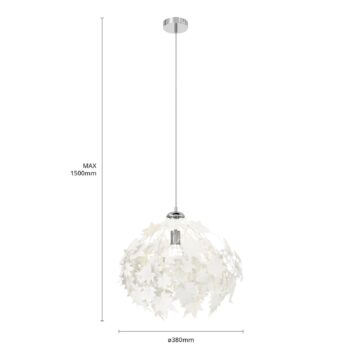 Závesná lampa Maple v lístkový vzhľad 38 cm