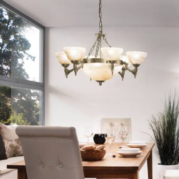 Závesná lampa Marilla, deväť-plameňová