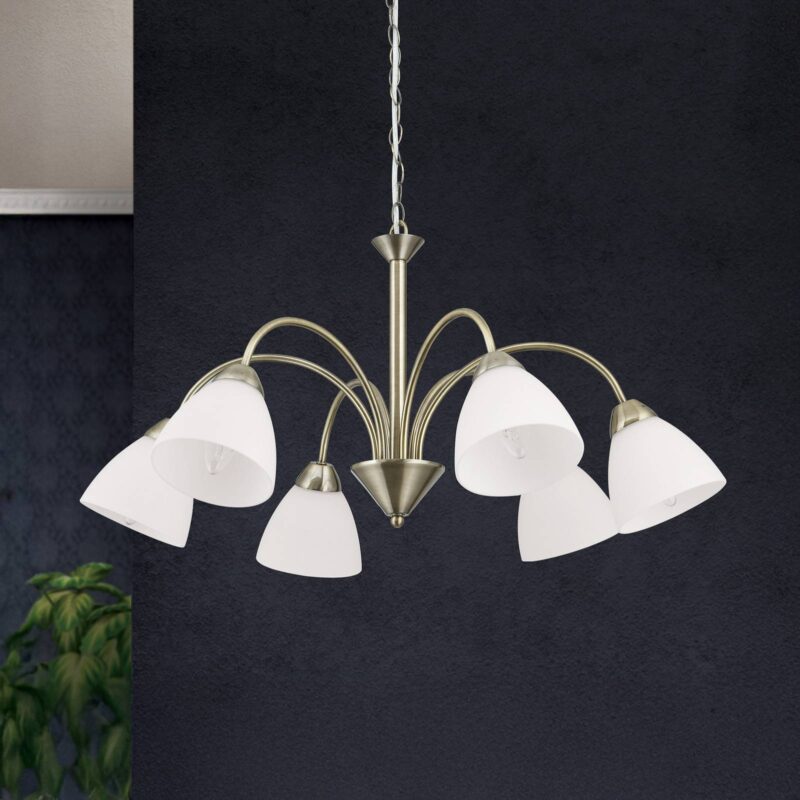 Závesná lampa Marnia starožitná mosadz 6-plameň Závesná lampa Marnia starožitná mosadz 6-plameň