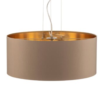 Závesná lampa Maserlo okrúhle, taupe-zlatá